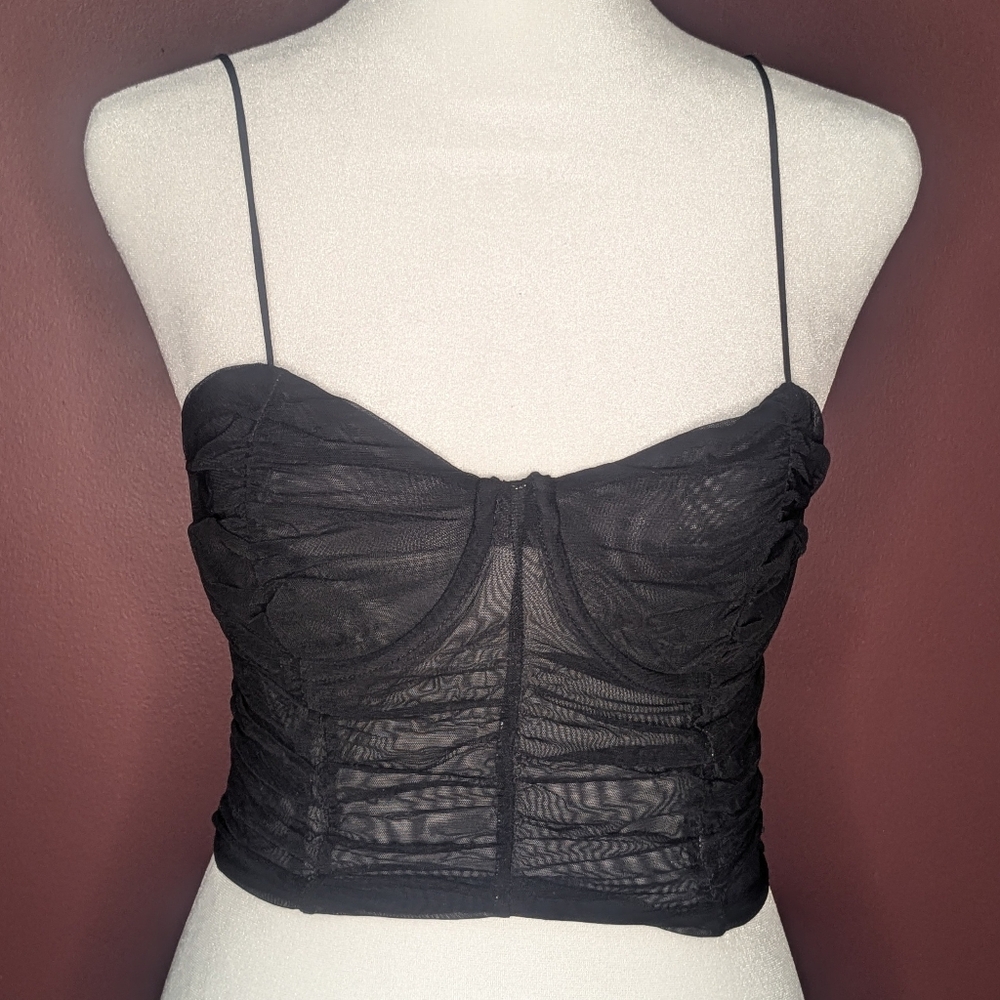 Zara mesh ruched crop top
